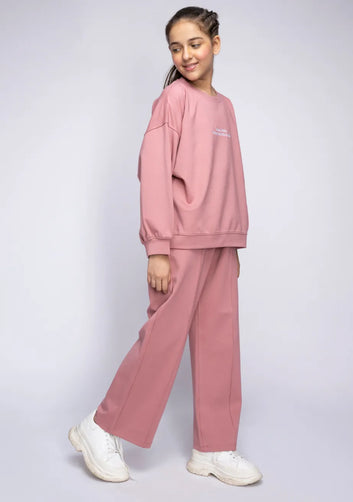 Girls Tracksuit Loose Fit in Mauve Pink