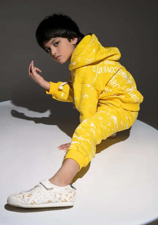 Hoodie Tracksuit Yellow Normal Fit for Boys