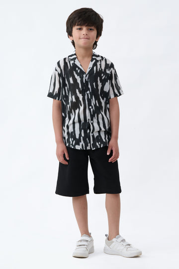 Zebra Print Shirt With Black Shorts Combo