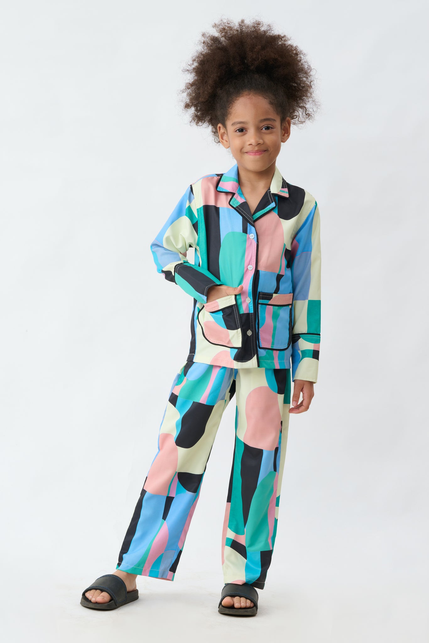 Colorful Abstract Print Girls Nightsuit
