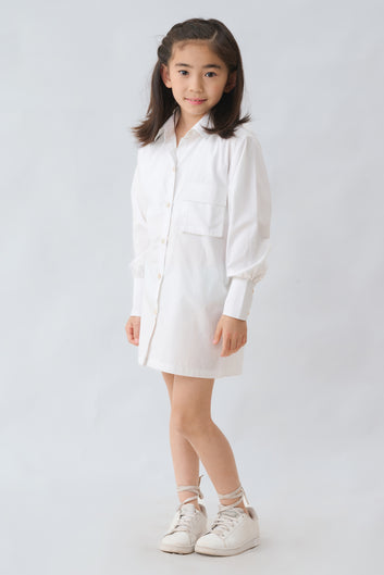 Girls White Shirt Dress